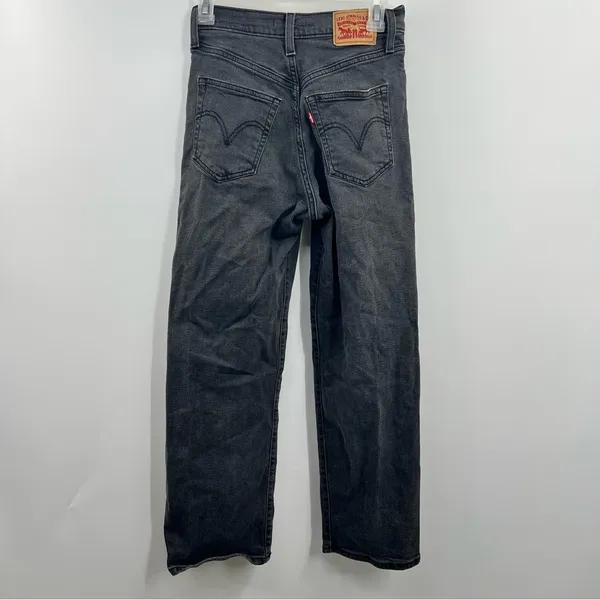 Levi’s Ribcage Straight Ankle Jeans 26 Gray Black Super High Rise Button Fly - Image 3