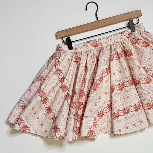 FREE PEOPLE Gaia Floral Printed Skirt Mini Ivory Combo Pockets Poplin Small‎ - Image 5