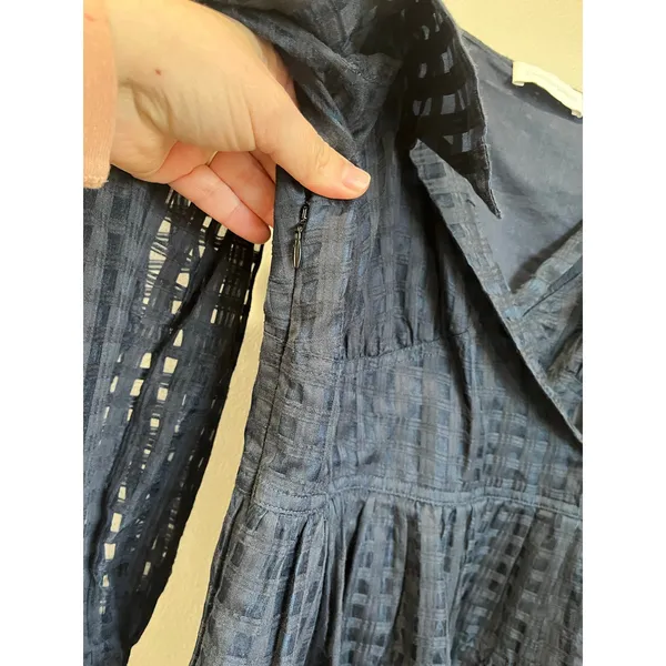 Jonathan Simkhai Navy‎ Blue Fit & Flare Dress Side Zip Size M Mini - Image 6