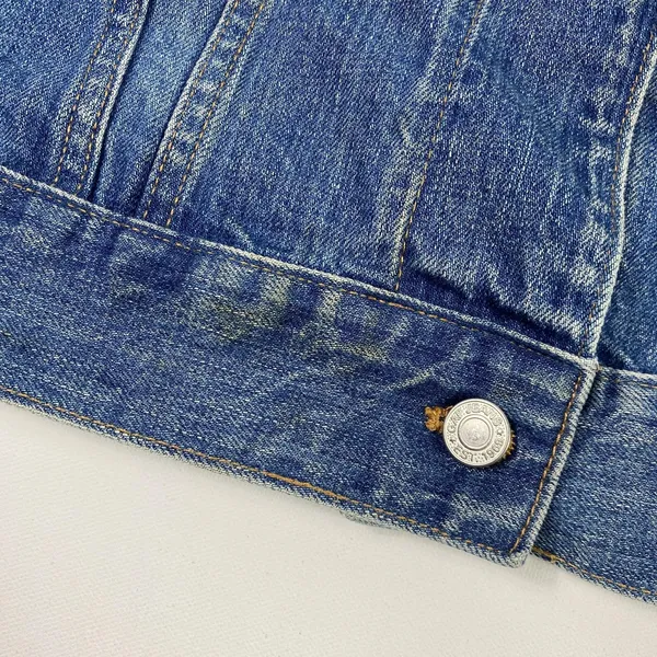 GAP Jeans Denim Trucker Jacket Womens Large Blue Button Front Monogram DJB Faded - Image 8