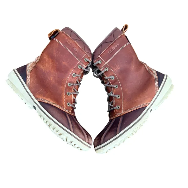 LL Bean‎ Tek 2.5 Leather Duck Boots Brown Waterproof Lace Up Women SiE 7.5 - Image 3