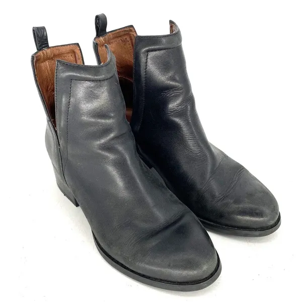 Jeffrey Campbell Oriley Booties Black Leather Pull On Ankle Boots Womens 6 - Image 11