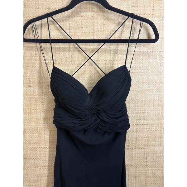 Cache Vintage Black 100% Silk Maxi Gown Mesh Panels Sweetheart Dress Size 4 - Image 2