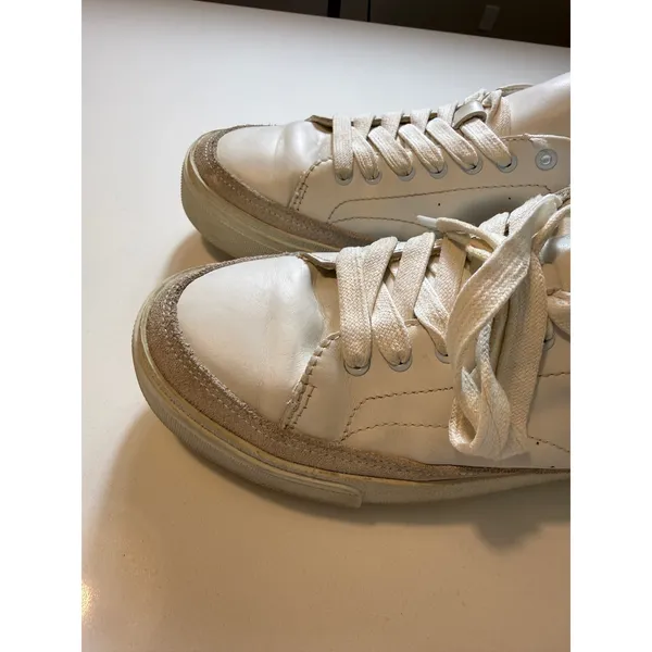 AllSaints Trish Leather Platform Sneakers Chalk White Women's Size 9 - Image 7