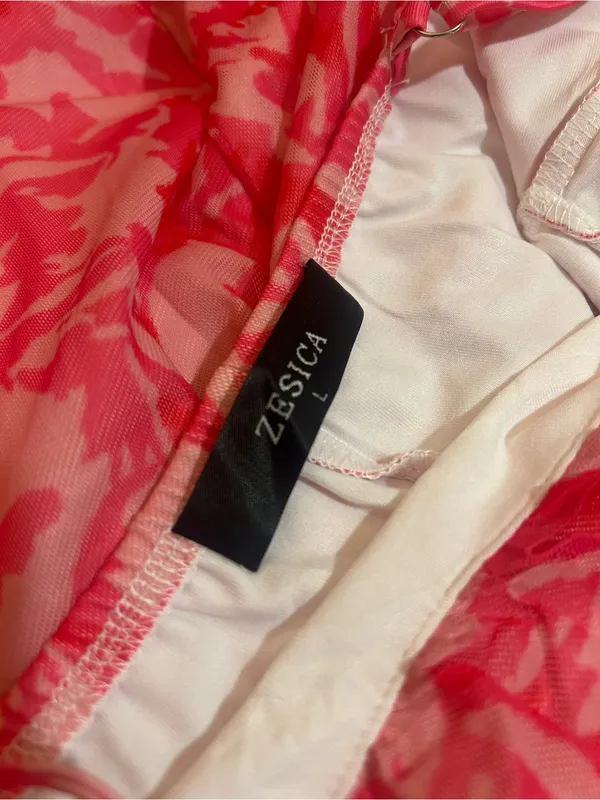 Zesica Spaghetti Straps Pink Floral Maxi Large Dress - Image 5