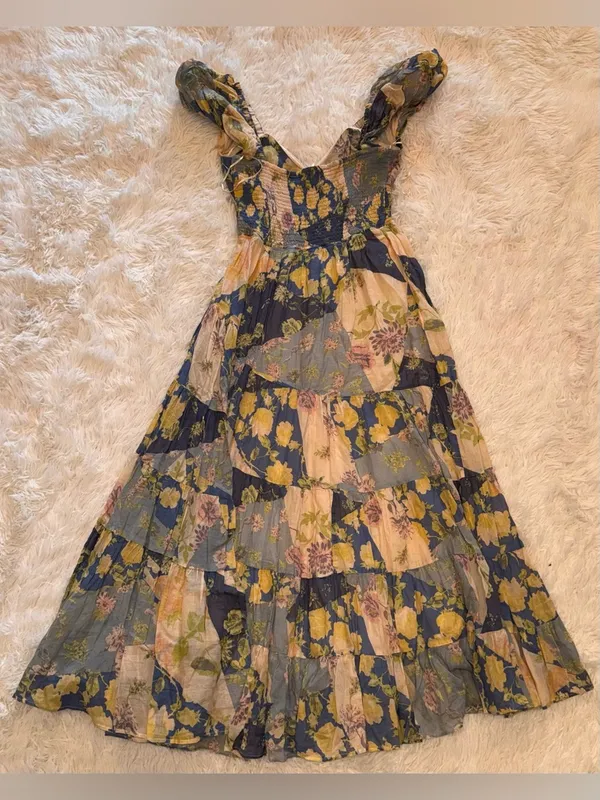 NEW Free People Sundrenched Floral Tiered Maxi Sundress SZ S - Image 6