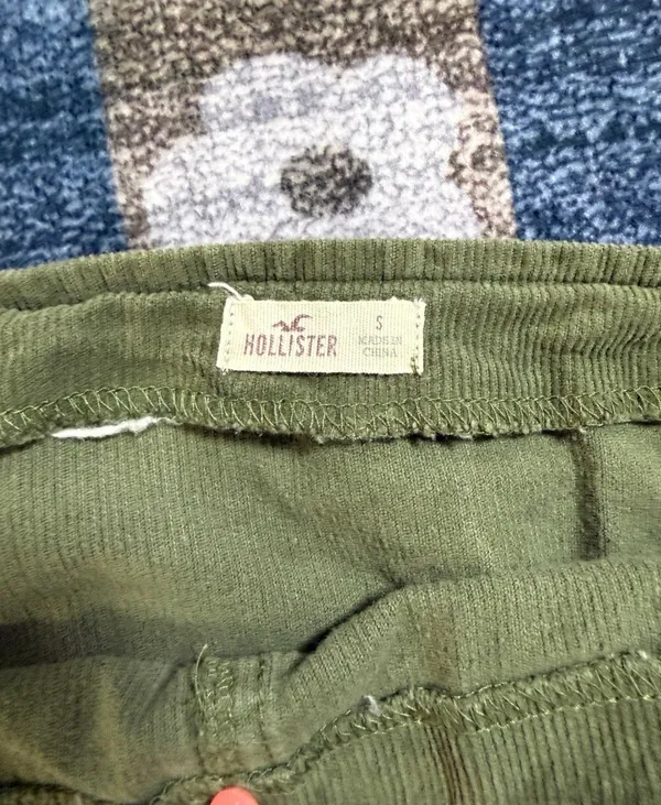 Hollister Women’s Small Olive Green Corduroy Mini Skirt Button Detail - Image 3