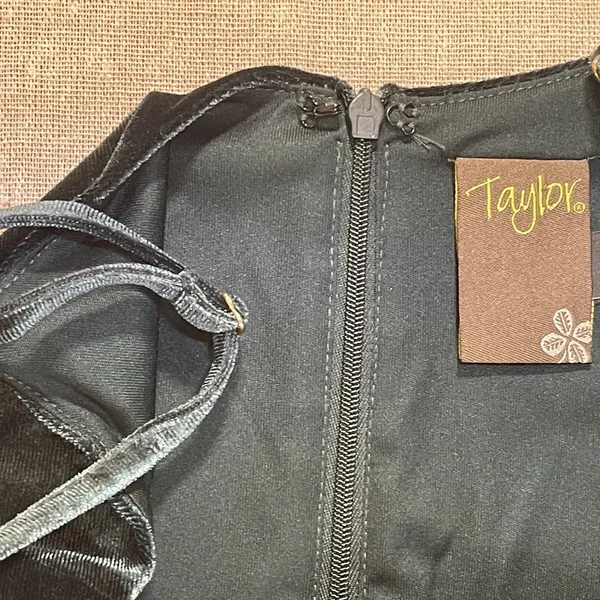 Taylor | NWT Dark Emerald Stretch Velvet Maxi Dress | Size 6 - Image 8