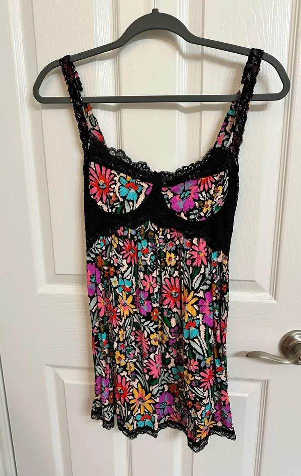 Floral Black Lace Mini Dress - Image 3