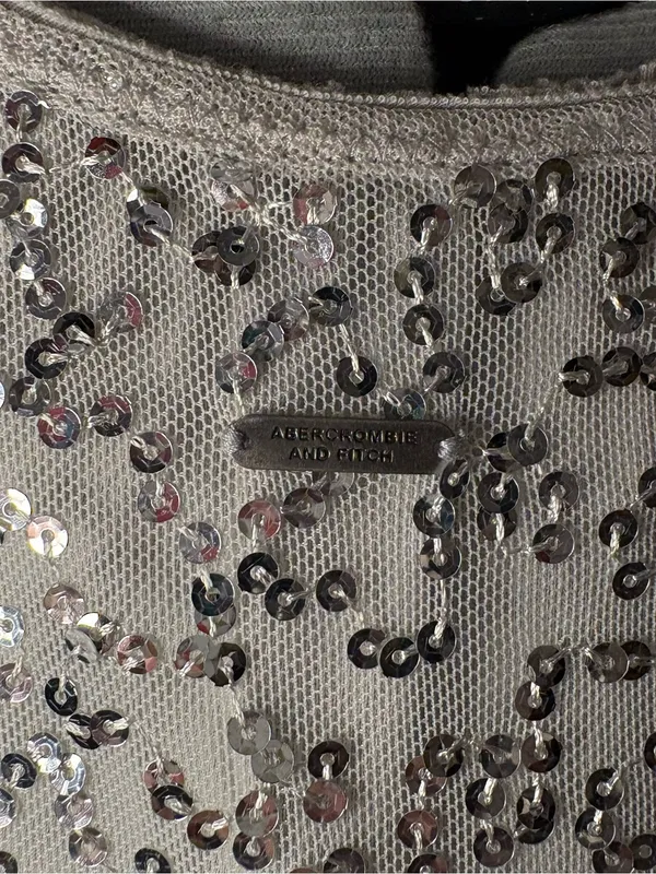 Abercrombie & Fitch Silver Sequin Mini Dress Size L - Image 5