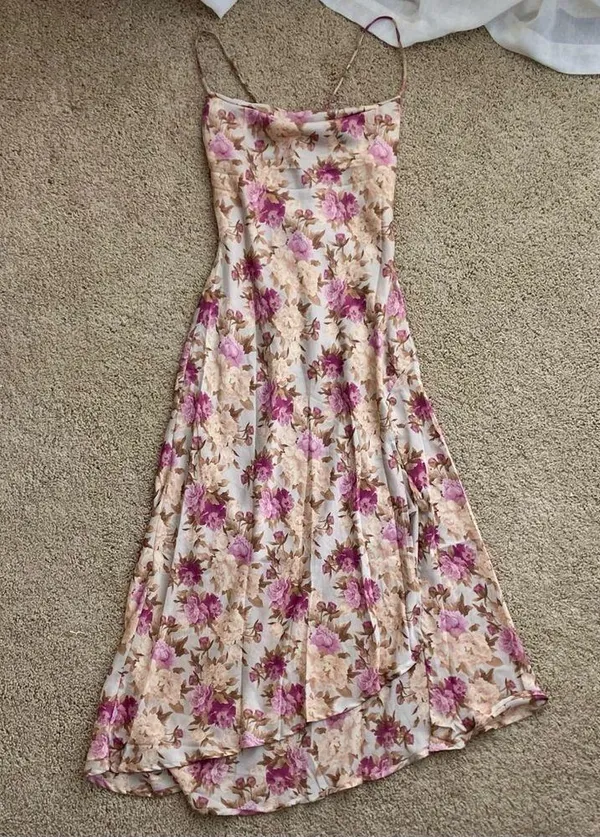 midi floral sun dress with slit - Image 2