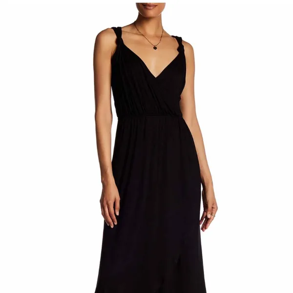 Vanity Room Surplice Knot Midi Dress Black S - Image 2