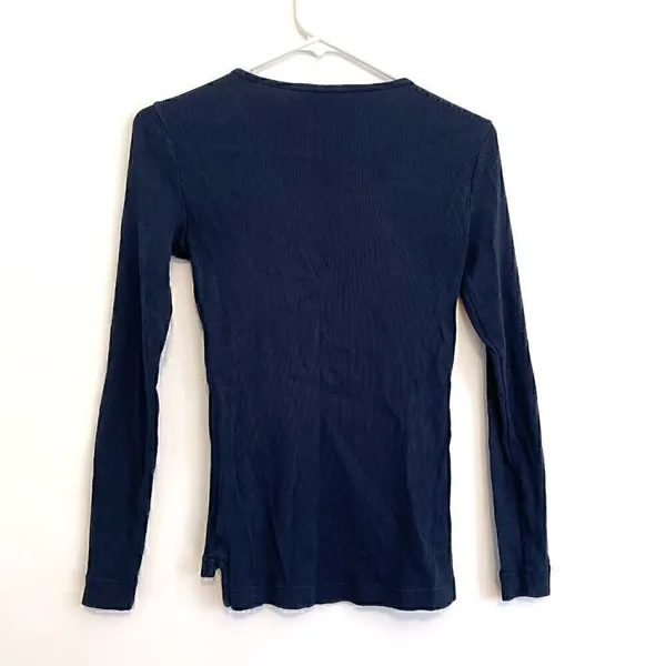 LAUREN RALPH LAUREN LRL Gacy Zip Shoulder Crew Navy Blue Long Sleeve Cotton Top - Image 12