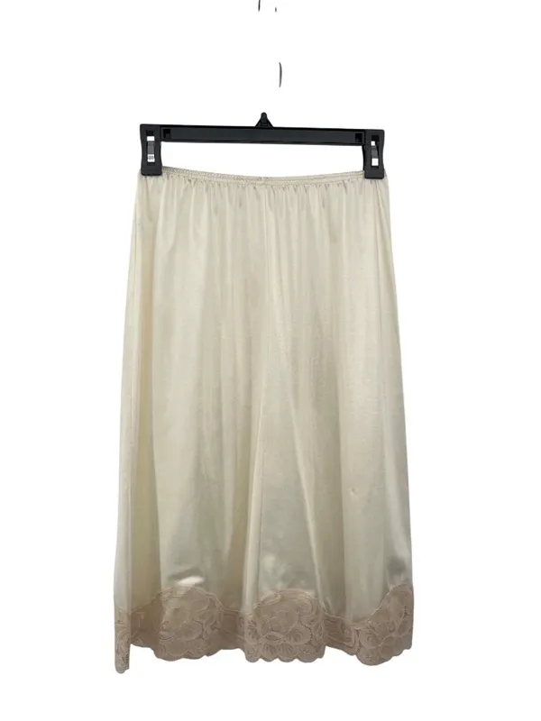 Vanity Fair Half Slip Cream Beige Lace Hem Womens S 24" Nylon Used USA - Image 2