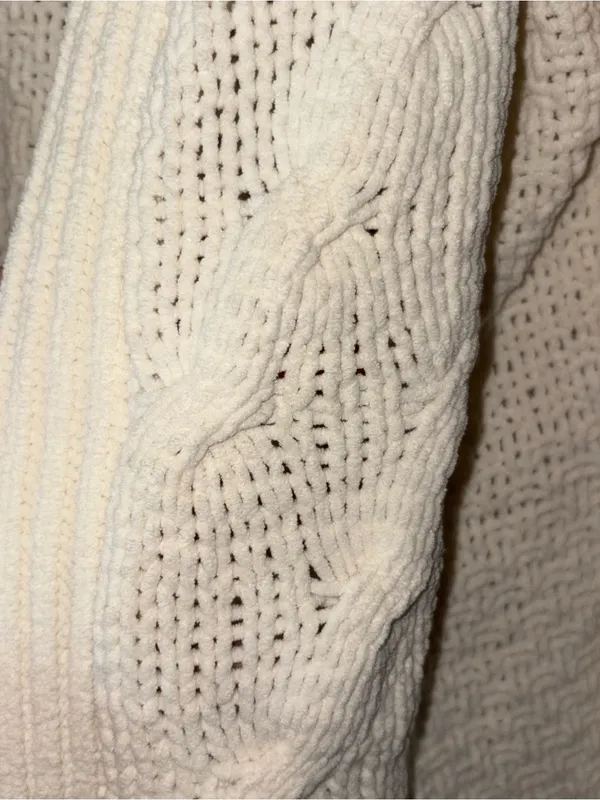 Harper‎ Heritage Cardigan Sweater Large White Knit Open Crochet Cozycore Grandma - Image 4