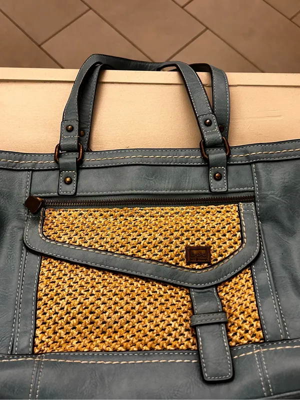 b.o.c. Teal and Tan Woven Front Tote Bag. Gorgeous - Image 2