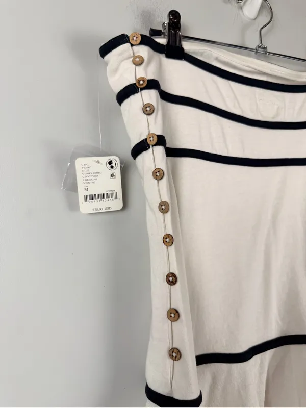 New free people ravine mini dress white ivory black strapless size medium - Image 7