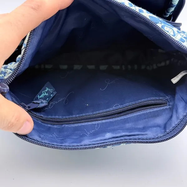 Vera Bradley Crossbody Bag Blue Quilted Batik Geometric Purse Retired Print - Image 6