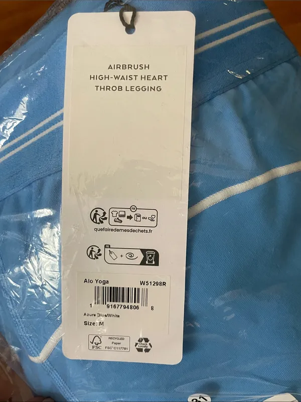 ALO Yoga Airbrush High Waist Heart Throb Leggings Azure Blue White Size M - Image 9