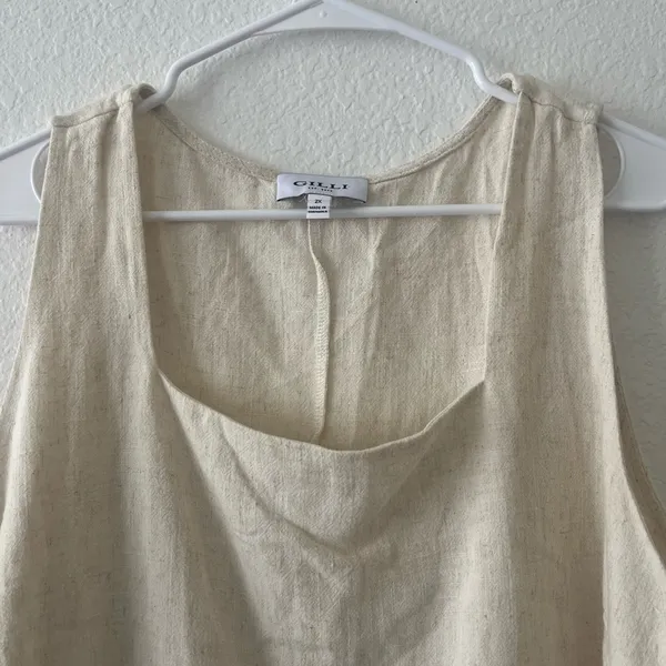 NEW Gilli Linen Blend Blouse Cream‎ Beige Size 2x - Image 2