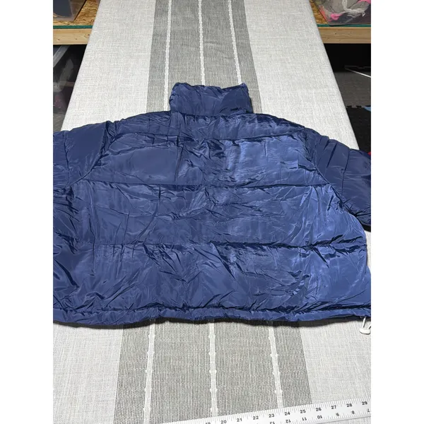 Navy Blue Puffer Jacket Women Zip Up Quilted Mock‎ Neck Coat xl - Image 4