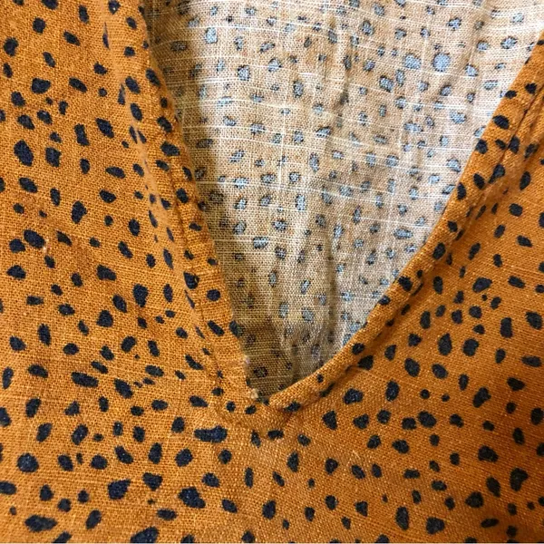 Ann‎ Taylor Factory Linen Dalmatian Polka Dot Puff Sleeve Blouse Rust Orange XS - Image 4