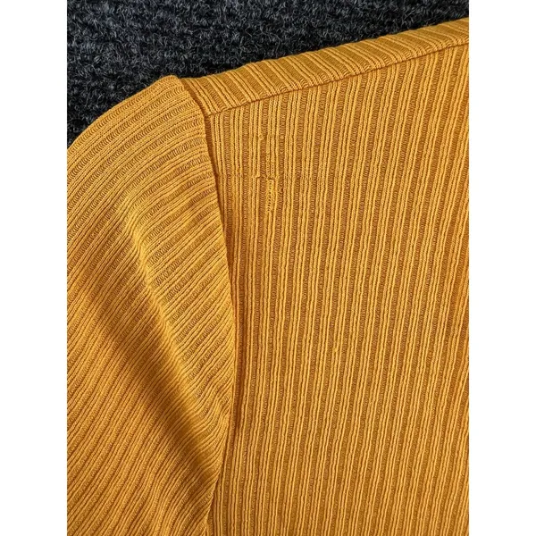 H&M Divided Mustard Yellow Rib Knit Long Sleeve Tie-Front Crop Cardigan Size M - Image 7