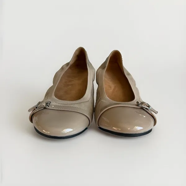 Vionic Neva Women's US 9 Taupe Suede Patent Cap Toe Buckle Ballet Flats - Image 6