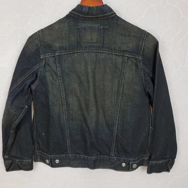 Levis Red Tab Trucker Denim Jacket Womens Medium Dark Wash Snap Closure 2 Pocket - Image 3