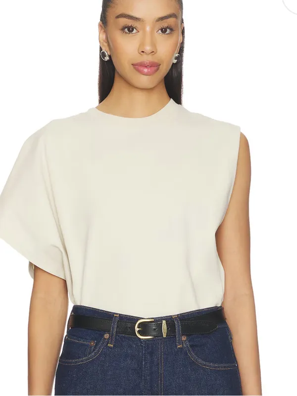Agolde Corrine Tee Leather Draped Shell Top Black Detox A7440-1287 Women S NEW - Image 9