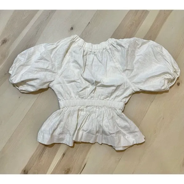 Abercrombie & Fitch Women XS Linen Blend Peplum Top Boho Cottage Boho Chic - Image 5