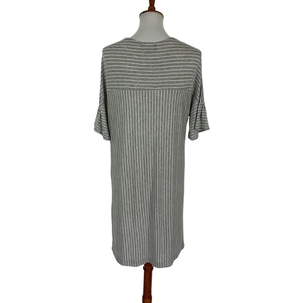Anthropologie COA Small Gray Striped Short Sleeve Midi Dress - Image 5