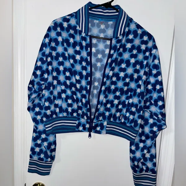 Free People Movement Blue Top Seed Printed Tennis Jacket Size small - Image 3