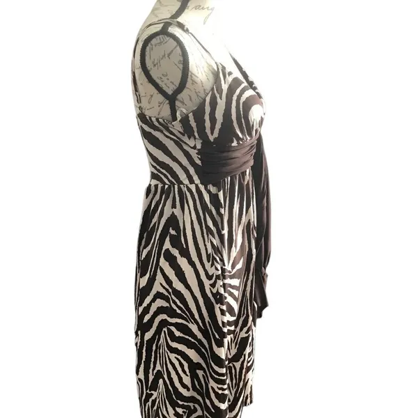 APNY Brown White Zebra Striped Mini Dress Medium - Image 4