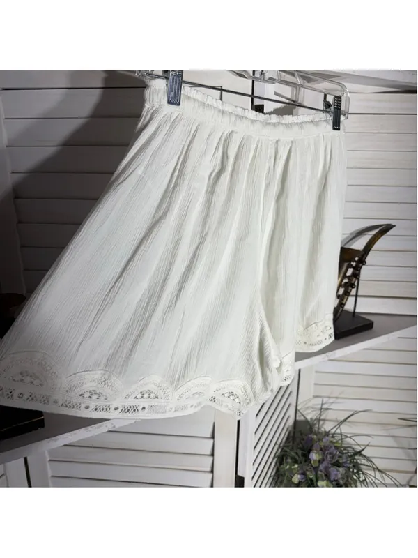 NWOT Aerie white oversized beach shorts cotton lace lightweight coquette coastal - Image 6