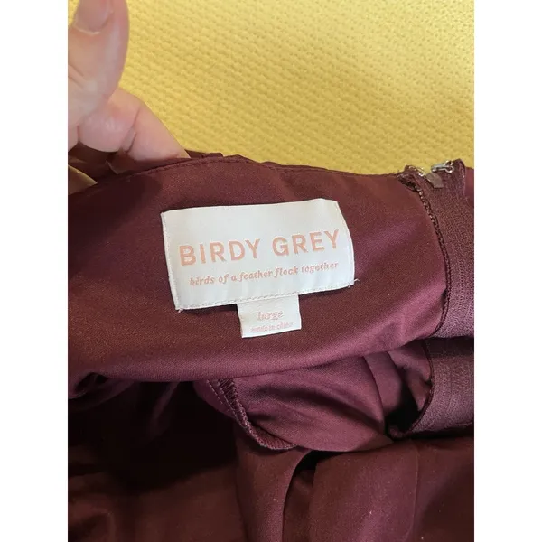 Birdy Grey Women's Gwennie Cabernet Maroon Chiffon Bridesmaid Dress Size Large - Image 7