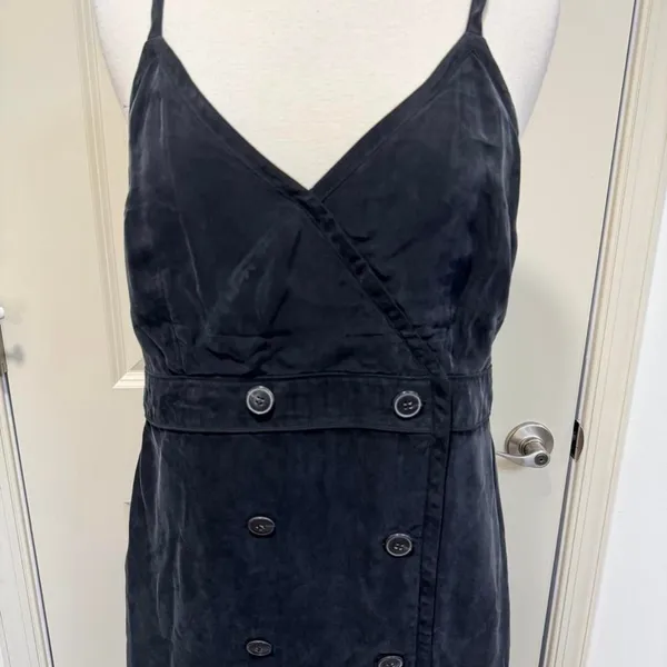 J Crew Silk Midi Dress Sm 6 Minimalist Double Breast Button Layer Capsule Luxury - Image 3