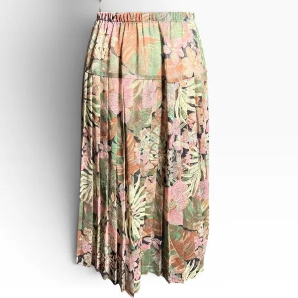 Vintage 80s Lady Carol Tropical Floral 2 Piece Skirt Set USA Size 10 small retro - Image 2