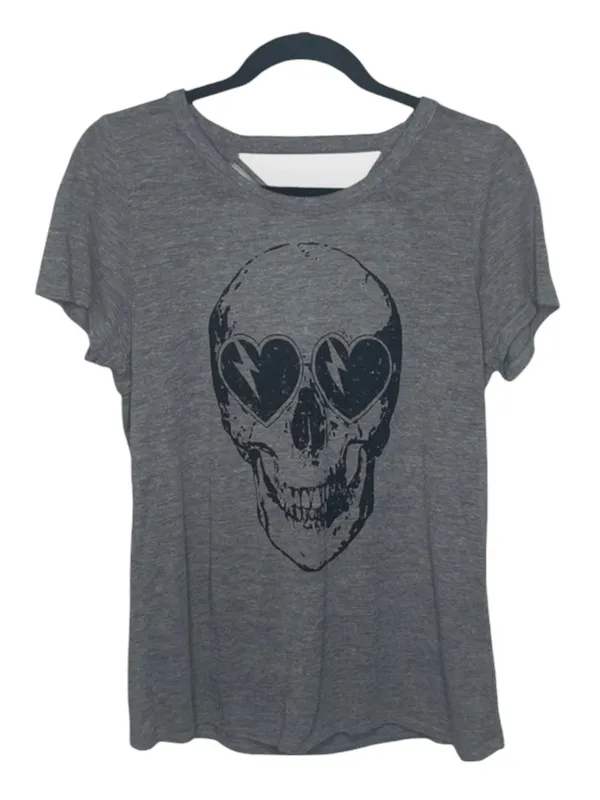 new Chaser ☻︎ Heart Eye Skull Draped Open Cross Back Tee T Shirt ☻ ︎Heather ☻︎ L - Image 12