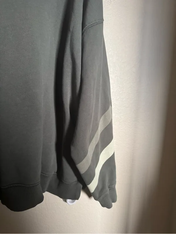 Free People Movement All Star Buti Logo Sweatshirt Sz L Oversized Green Stripe - Image 5