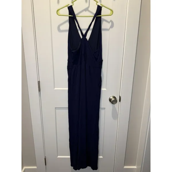 MAEVE ANTHROPOLOGIE Yuma Navy V-Neck Crisscross Back Maxi Dress Size 12 - Image 7
