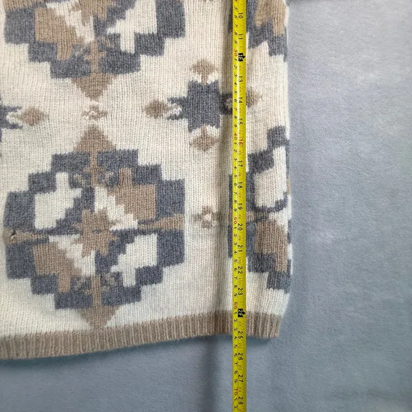 Classiques Entier Lambswool Angora Geometric Turtleneck Sweater Cream Grey XS - Image 8