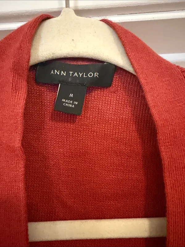 Ann Taylor Long Burnt Orange Button-Front Cardigan - Image 3