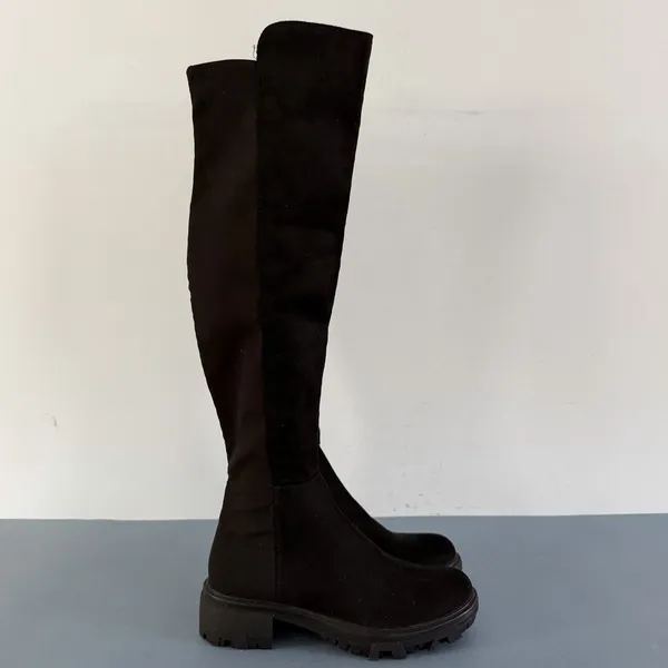 Unisa Waide Knee High Black Pull On Lug Sole‎ Tall Boots - Image 3