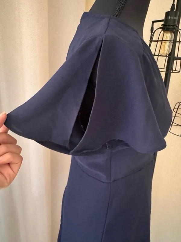 Altar’d State Navy Blue Wrap Dress M Flutter Sleeve Cocktail Party Dress - Image 5