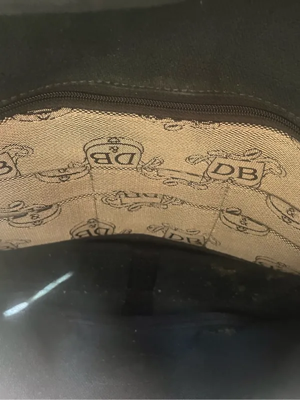Dooney & bourke vintage gray and black monogram fabric shoulder bag - Image 8