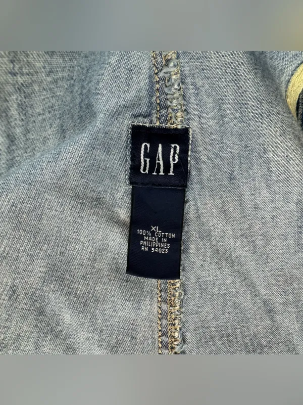Vtg GAP Denim Shortalls Overalls Sz XL Relaxed Cotton Faded - Image 8