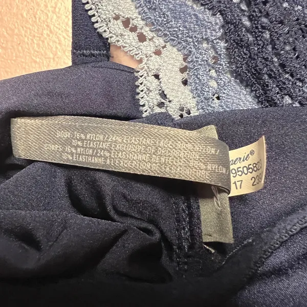 Aerie Navy Blue Lace Strap Bralette Womens Large Ajustable Lined Racerback - Image 5