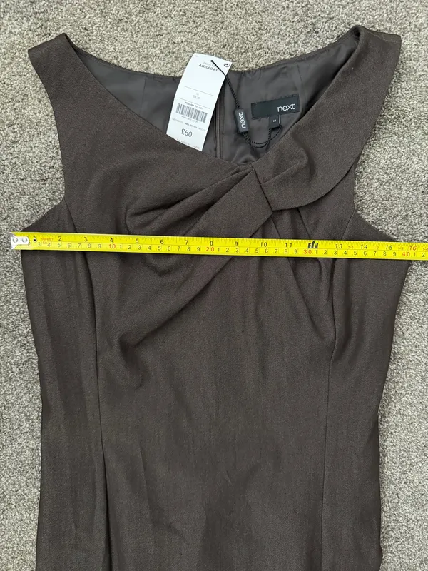 Sleek sleeveless midi sheath dress by next. Subtle knot detail at the neckline. - Image 4