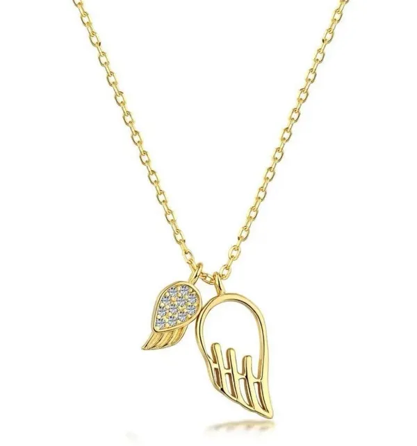 925 Sterling Silver 18k Gold Plated Necklace Double Pendant Dainty Minimalist - Image 4